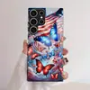 Adequado para Capa de Celular Samsung S26Ultra A90 Bandeira Borboleta S24 Vidro Temperado A16 Capa Protetora Preta A07