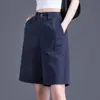 Pantalones Cortos Cómodos para Mujer para Verano, Nuevos Pantalones de Cinco Puntos Finos Transpirables Estilo Traje, Pantalones Casuales Rectos de Longitud Media para Mujer