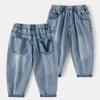 Ropa Infantil para Niños 2025 Verano Nuevo Pantalones Largos para Niños Conjunto de Verano Pantalones de Mezclilla Lisos Elegantes para Niños a Prueba de Mosquitos Modernos