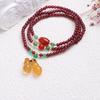 Pulsera Vintage Simple Natural de Granate de Tres Círculos para Mujer Lujo Ligero Calcedonia Calabaza Doble con Cuentas Joyería al por Mayor