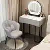 Tocador para apartamentos pequeños, dormitorio estrecho y compacto, estilo minimalista moderno, lujo ligero, gama alta, con escritorio de losa de roca y tocador integrado