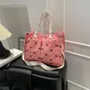 Bolsa de Ombro Casual para Trabalho, Grande Capacidade Estampa de Veludo 2025 Nova Tendência Ins Versão Coreana Harajuku Bolsa Transversal