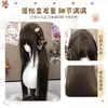 Peluca Oxygen GirlXingcheng para Mujer Estilo Lolita Diario con Patillas Recortadas, Cabello Negro Largo y Liso, Doble Cola de Caballo, Peluca de Cabeza Completa