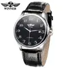 Ganador Moda Casual Masculina Europea y Americana Reloj Mecánico Automático Simple en Blanco y Negro