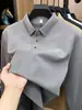 Camiseta de manga larga para hombre con lyocell, lino y algodón, nuevo estilo primavera/otoño 2026, polo de vestir casual para hombre con cuello