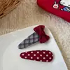 Novo Prendedor de Cabelo Vermelho com Laço Estilo Coreano, Prendedor Lateral de Tecido Feito à Mão para Crianças, Prendedor para Franja