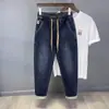 Jeans para Hombre de Primavera, Otoño y Verano 2025 Nuevos Cintura Elástica Tobillo Elástico Ajustable Pierna Suelta Versátiles Casuales Aspecto Adelgazante Pantalones