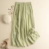 Pantalones Retro de Traje Tang Chino Estilo Chino Verano 2024 Elemento Han Ropa Zen para Té Pantalones de Pierna Ancha Bordados de Algodón y Lino para Mujer