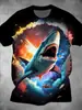 2025 Nueva Camiseta de Manga Corta de Moda Versátil de Alta Calidad con Estampado de Animales para Hombre, Exportación Europea y Americana Casual