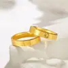Anel de Gelo Picado para Mulheres, Gypsophila Dourada de Casal, Anel Dourado de Gelo Picado, Anel Círculo Fino Liso, Atacado