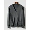 Cárdigan de Punto para Hombre de Comercio Exterior Negocios de Alta Gama Casual Cuello en V Color Sólido Suéter para Hombre Simple de Primavera y Otoño Ropa para Hombre