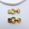 Broche Redondo Chapado en Oro que Conserva el Color con Incrustaciones de Circonita para Pulseras y Collares Hechos a Mano DIY, Conectores de Joyería y Accesorios