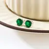 Nuevos Pendientes de Botón de Zirconia de Seis Garras de Lujo de Gama Alta para Mujer, Pendientes de Aguja de Plata S925 con Diamantes de Colores Estilo Ins, Pendientes de Alta Calidad