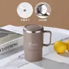 Taza de café de acero inoxidable con cuchara, taza aislante de alto valor de color, gran capacidad con pajita, taza, taza, logotipo de regalo