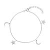 Collar de plata de ley S925 transfronterizo con diseño de estrella y luna, pulsera y cadena de clavícula combinables.