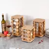 Conjunto de garrafas de vidro para temperos com base giratória Amazon transfronteiriço, cor de madeira, pote de temperos quadrado com suporte giratório