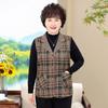 Chaleco de Cuadros Delgado de Primavera y Otoño para Personas Mayores 60-70 Años Ropa para Mujeres de Mediana Edad y Mayores Ropa de Madre Chaleco de Otoño Chaqueta