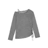 Blusa Cover-Up Fina Listrada Heyhenry 2026 Novo Estilo de Verão Manga Longa com Cordão de Ajuste Roupa de Proteção Solar Feminina