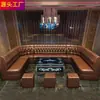 Sofá Customizado KTV Comercial Luxo Leve Cabine Bar Transparente Sala Privada Sofá de Canto Bistro em L em U Mesa de Centro