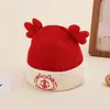 Gorros para Bebé para Otoño e Invierno, Cálidos Gorros de Lana Engrosados Festivos de Año Nuevo para Niños y Niñas, Gorros Tejidos Pequeños para Bebés