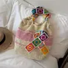 Bolsa de Tricô Casual para Mulheres 2026 Nova Verão Lazer Férias Bolsa de Ombro Grande Capacidade Bolsa Tote para o Dia a Dia
