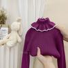 Tricô de Gola Alta Outono e Inverno para Meninas Bebê Menina 2025 Macio Cera Gola Boneca Camada Base Infantil Top de Inverno