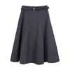 Saia Midi Lisa Versátil Feiyuan Fashion para Mulheres Baixas Estilo Novo Outono Early Elegante para o Trabalho Cintura Alta Emagrecedora Saia Evasê