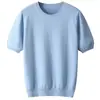 Cardigan Delgado de Manga Corta para Hombre Primavera y Otoño Color Sólido Cuello Redondo Suéter Casual Cálido de Punto para Hombre