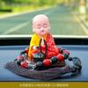 Adornos para Coche, Adornos de Monje para Coche, Automáticos Solares Asintiendo, Peces de Madera que Golpean, Muñecos Descompresores para Coche