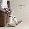 Calcetines de algodón para niña Shoeshang para otoño e invierno, calcetines apilables de cachemir con bordes acanalados y volantes, calentadores de piernas para niños y bebés