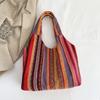 Bolso de Lona de Moda con Rayas Arcoíris Personalizado para Mujer 2024 Estilo Étnico Moderno de Gran Capacidad Bolso de Mano Bolso de Hombro para Mujer