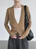 Suéter de tricô de duas peças com gola redonda em cores contrastantes, estilo "old money" francês para mulheres, top base de outono de alta inteligência, de camada, slim fit