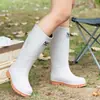 Botas de Lluvia Impermeables Antideslizantes de Caña Alta para Mujer Transfronterizas, Estilo de Ropa Exterior de Moda, Botas de Lluvia con Forro de Polar, Botas de Agua para Día Lluvioso, Zapatos Largos de Goma