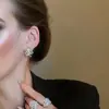 Brincos de Fogos de Artifício com Diamantes Incrustados em Agulha de Prata Estilosos Europeus e Americanos Full Diamond de Nicho Únicos Brincos de Luxo Acessível Design de Brincos de Alta Qualidade