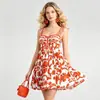 Vestido strapless tridimensional con estampado vintage transfronterizo nuevo 2026 con espalda elástica y falda de cintura alta