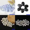 Anillo con Cara de Anillo de Ágata Negra Natural Personalizada de Forma Irregular, Cabujón Tallado de Calcedonia Negra con Base Plana, Piedra Suelta Cabujón Anlix