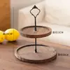 Mesa de Sobremesa Multicamadas Doméstica Transfronteiriça Bandeja de Bolo de Madeira de Camada Dupla Rack de Exibição de Decoração de Mesa Bandeja Decorativa Redonda