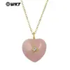Wt-N1531 Colgante de Corazón Dulce y Romántico con Piedra Preciosa Turquesa Cristal Rosa Collar Fino para Clavícula Accesorio Diario para Mujeres