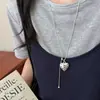 Collar de plata con puntos de corazón estilo coreano inspirado en Instagram para mujer, diseño de nicho de lujo ligero, accesorio de cadena larga ajustable