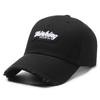 Gorra de béisbol rasgada de nicho para mujer estilo coreano parche bordado que hace que la cara se vea pequeña gorra con visera de copa dura para hombre sombrero para el sol moderno que combina con todo