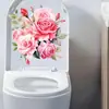 Xino Ph-Qt904 Rosa Acuarela Rosa Rosa Papel Higiénico Autoadhesivo Extraíble Cubierta para Asiento de Inodoro Pegatina Decorativa