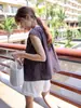 Estilo Sencillo y Casual: Camisa Plisada de Cuello en V Holgada Que Oculta la Figura y Te Hace Ver Más Delgado, Blusa de Botones, Nuevo Estilo de Verano 00929