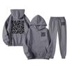 Conjunto de Sudadera con Capucha Holgada con Logo de Letras de Transferencia Térmica Clásico Nuevo Otoño e Invierno Código QR
