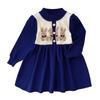 Vestido de suéter para niños al por mayor transfronterizo otoño e invierno Nuevo dulce caricatura Navidad niña jersey falda de punto