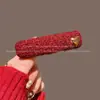 Pinza Roja para el Cabello con Ambiente de Otoño e Invierno, Letras Doradas y Diseño de Corazón, Pinza de Alto Nivel para Flequillo, Pasador para Cabello Suelto
