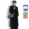 Exclusivo para comercio transfronterizo Abrigo de Lana Doble Botonadura para Hombre Estilo Largo Hasta la Rodilla Forro Desmontable de Pluma de Ganso Abrigo de Lana