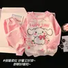 Nuevo Conjunto de Dos Piezas de Algodón Grueso Cálido de Dibujos Animados con Mangas Largas y Pantalones Largos para Niñas, Ropa de Casa para Otoño e Invierno