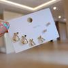 Pendientes de una semana de pequeño lujo de alta gama, juego de seis piezas con aguja de plata S925, combinación con pendientes pequeños para mujer