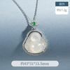 Colgante de Calcedonia Buda Jade Luz de Luna Blanca Colgante de Buda Calcedonia Ágata Hielo Blanco Plata 925 Incrustada Hoja Collar Hielo Alto