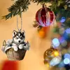 Cachorro Husky Filhote Pequeno para Presente 2D Joia 2D Cesta Criativa Decoração para Pendurar Pingente para Retrovisor de Carro Decoração de Árvore de Natal